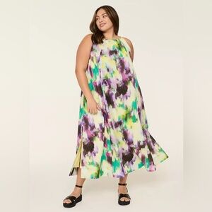 Lane Bryant Colorful Halter-Neck Shirred Maxi Dress plus size 18/20